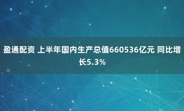 盈通配资 上半年国内生产总值660536亿元 同比增长5.3%